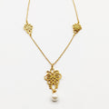 Collier Pendentifs Fleurs Orientales et Perle Blanche Luxe