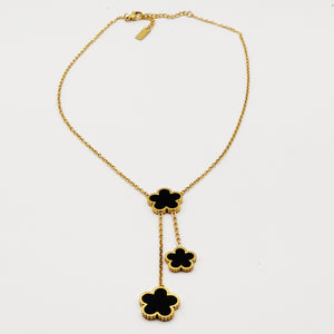 Collier Pendentifs Marguerites Noires