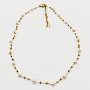 Collier Perles Blanches et Dorées