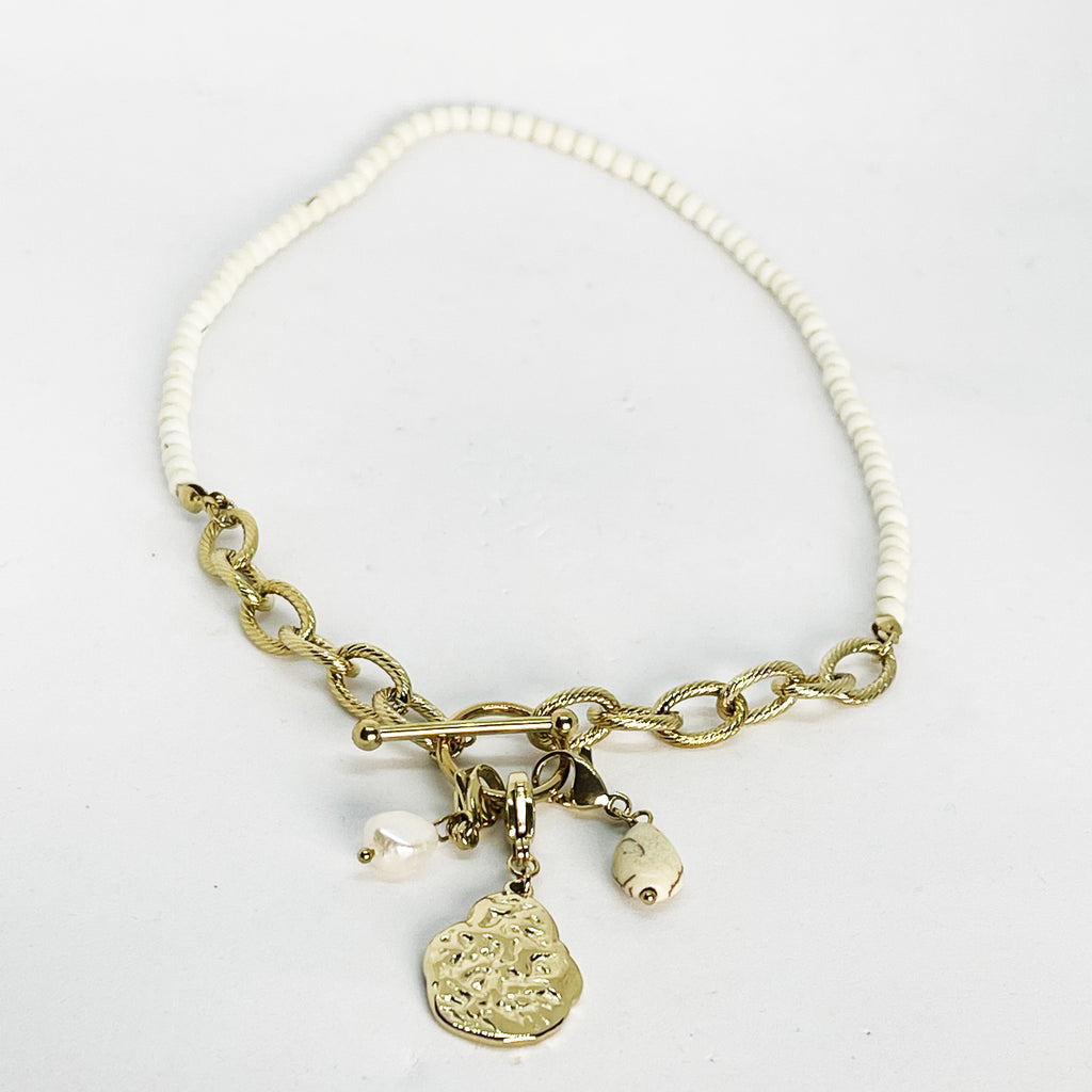 Collier Perles Blanches Stylish