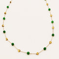 Collier Perles Vertes et Coeurs Dorés