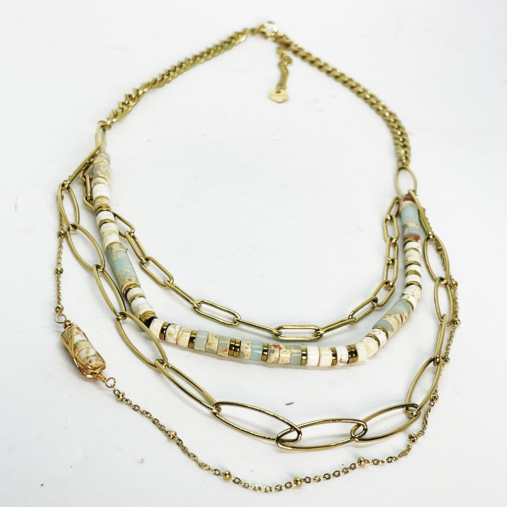 Collier Quadruple Chaînes et Perles
