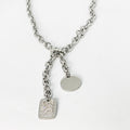 Collier Rectangle Cristaux Chaîne Épaisse Argenté
