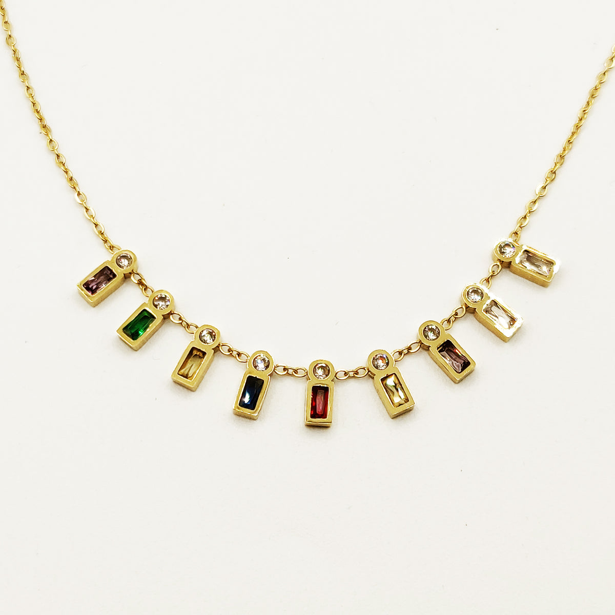 Collier Rectangles Multicolores et Cristaux