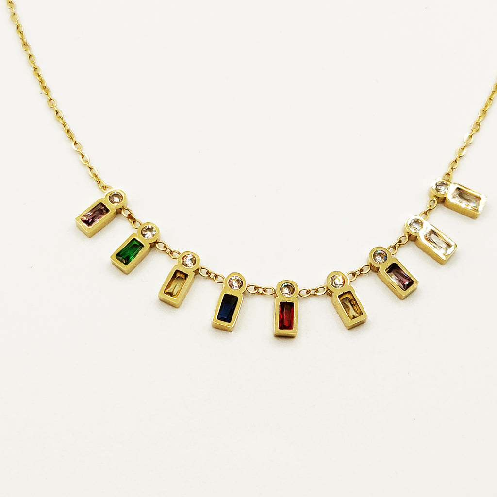 Collier Rectangles Multicolores et Cristaux