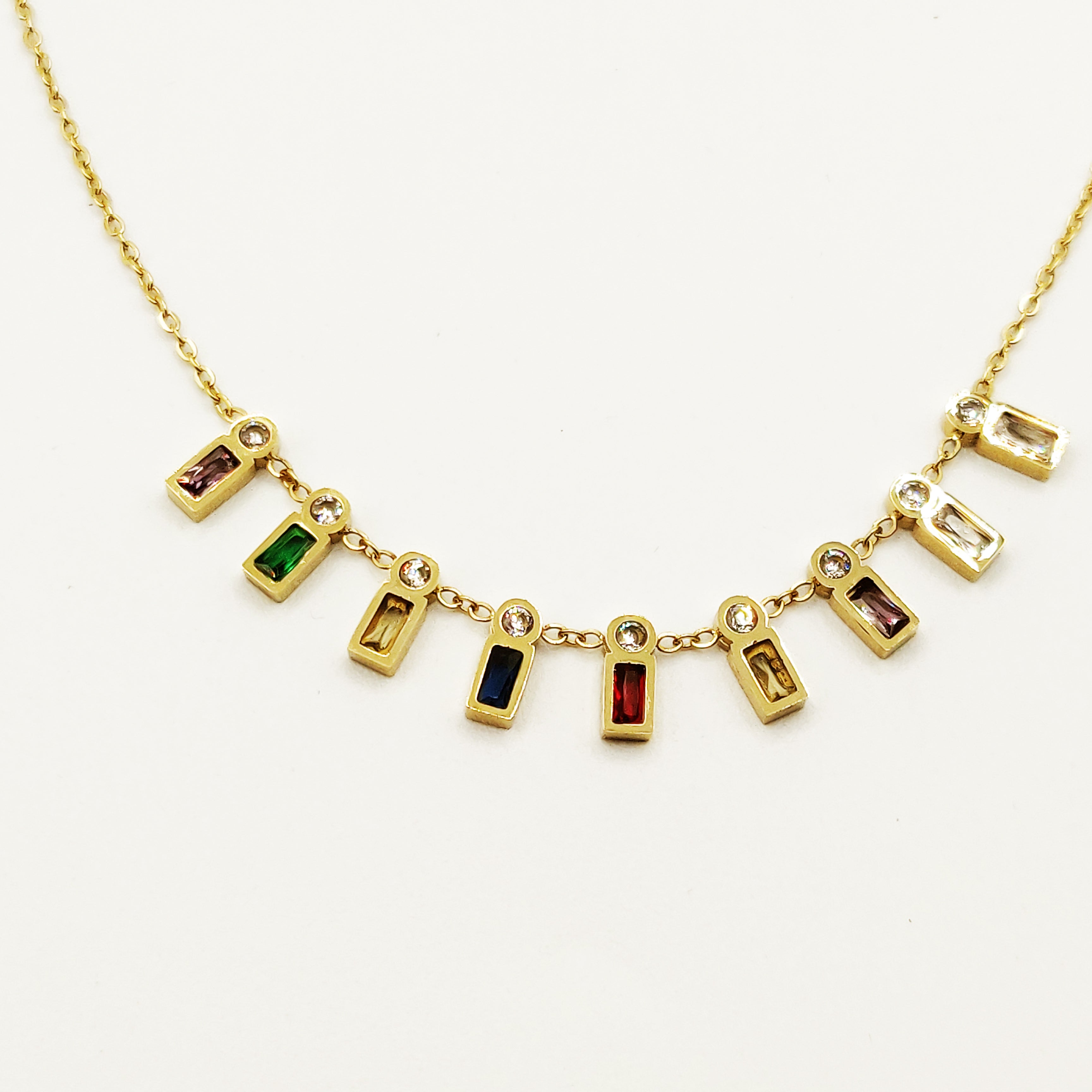 Collier Rectangles Multicolores et Cristaux