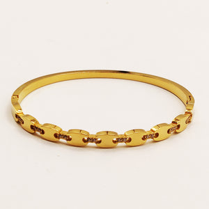 Bracelet Rigide Graines de Café Cristaux Luxe