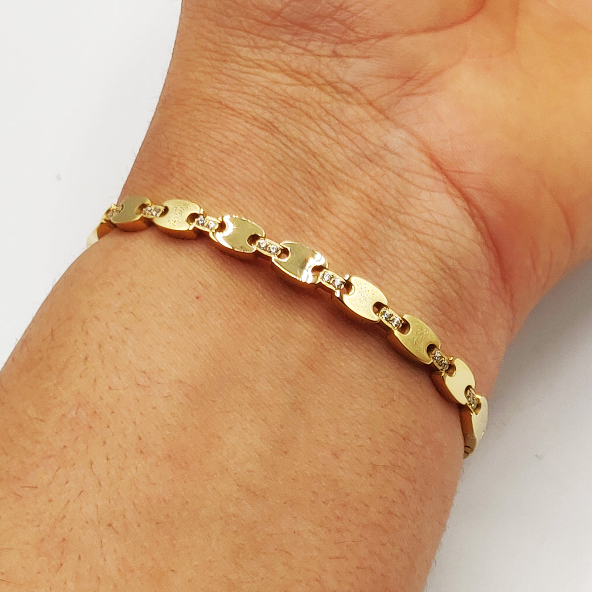 Bracelet Rigide Graines de Café Cristaux Luxe