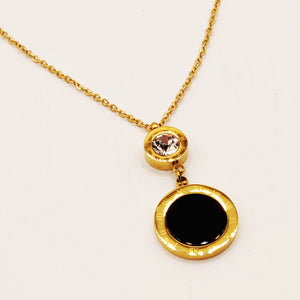 Collier Romain Cercle Noir et Cristal