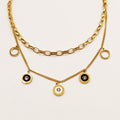 Collier Romain Chaîne Double Cercles Noirs et Blancs