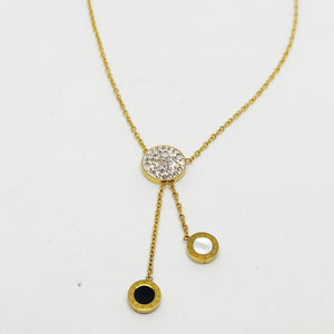 Collier Romain Rond Cristaux 2 Pendentifs