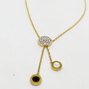 Collier Romain Rond Cristaux 2 Pendentifs