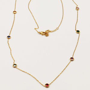 Collier Sautoir Cristaux Ronds Multicolores