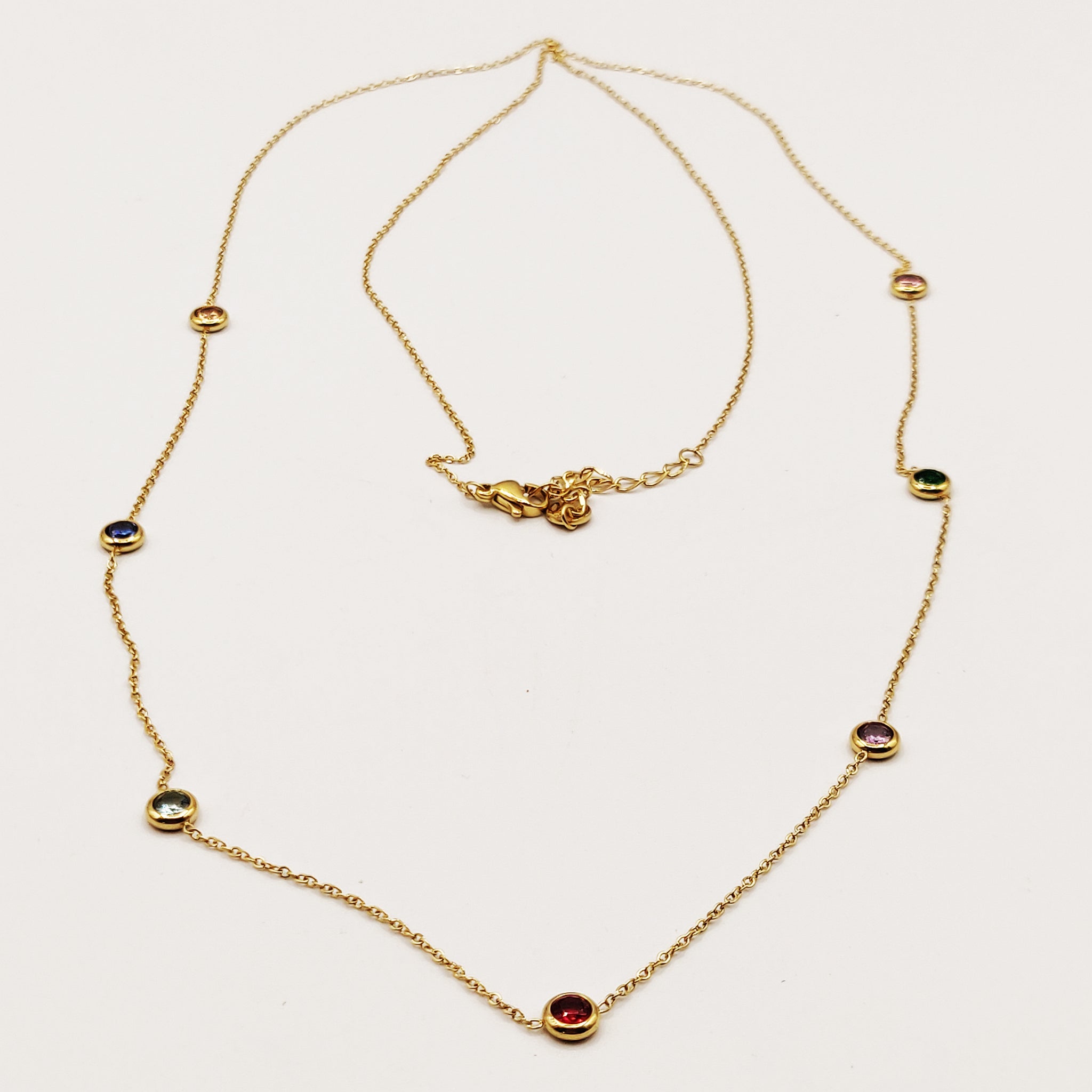Collier Sautoir Cristaux Ronds Multicolores