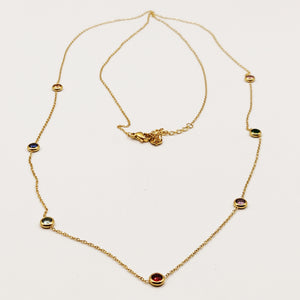 Collier Sautoir Cristaux Ronds Multicolores