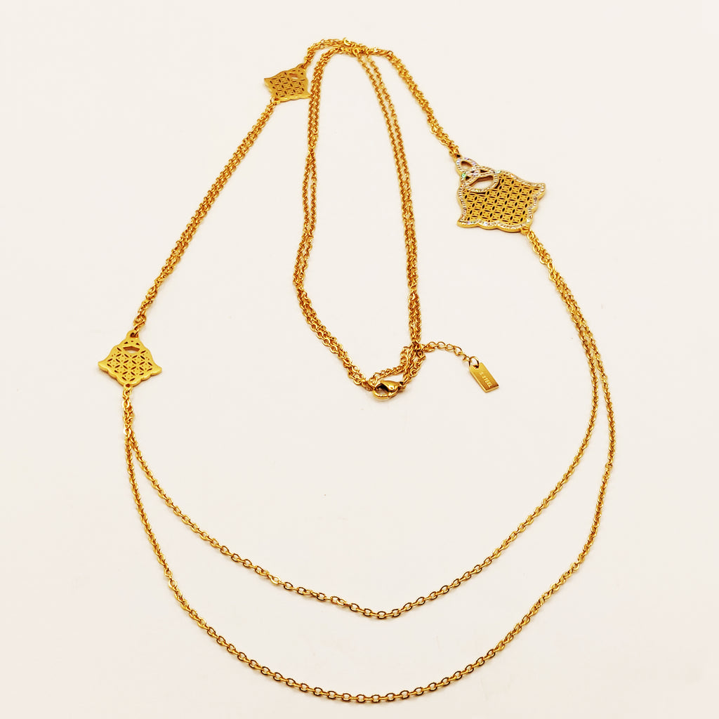 Collier / Sautoir Double Grandes Mains de Fatma Luxe