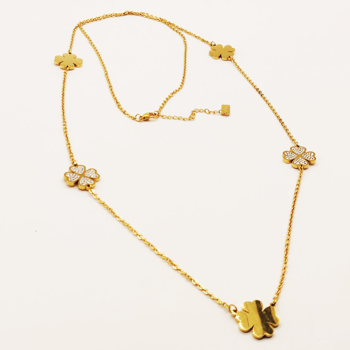 Collier Sautoir Trèfles Cristaux
