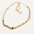 Collier Sautoir Tresses, Chaînes et Perles Vertes