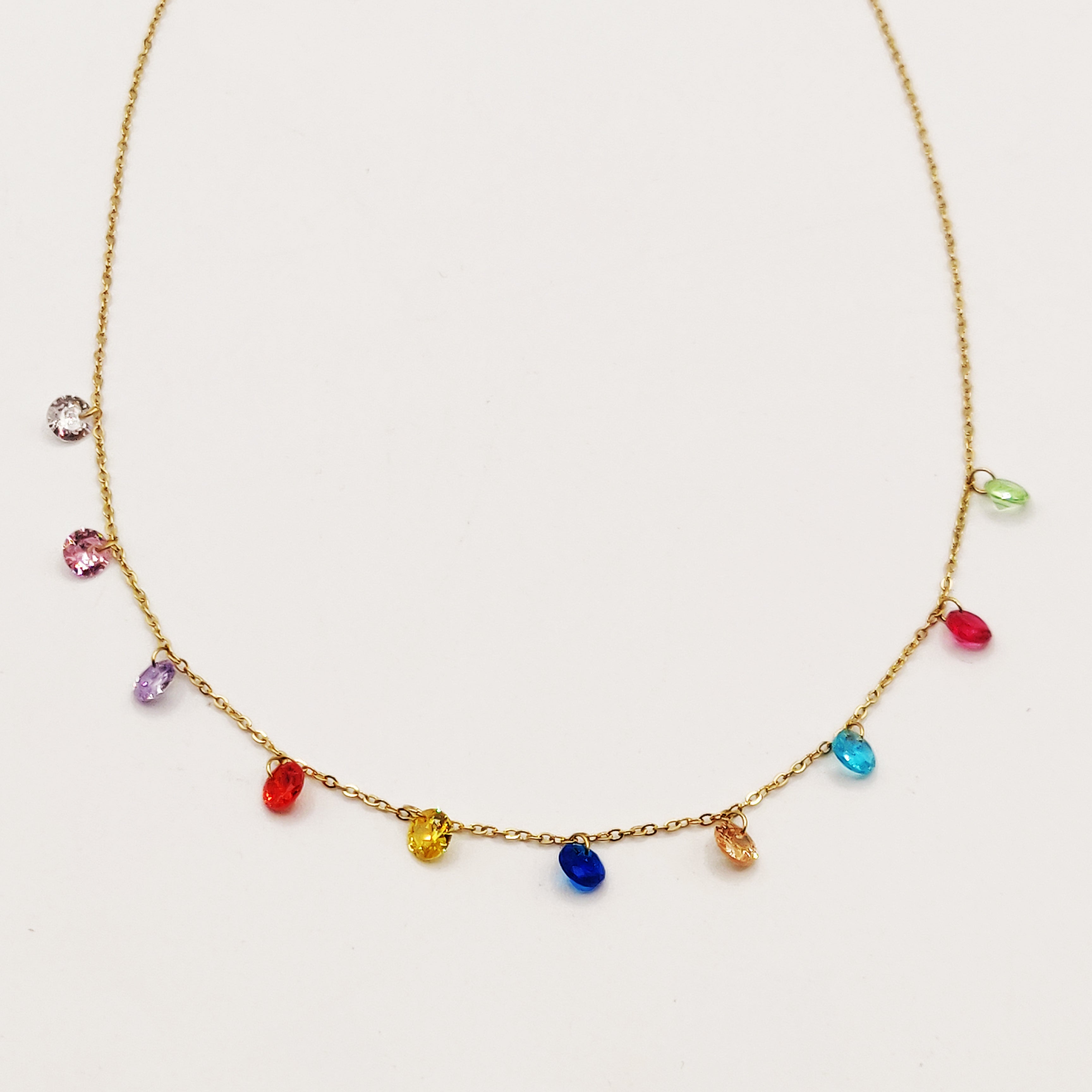 Collier Simple Cristaux Multicolores