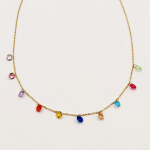 Collier Simple Cristaux Multicolores