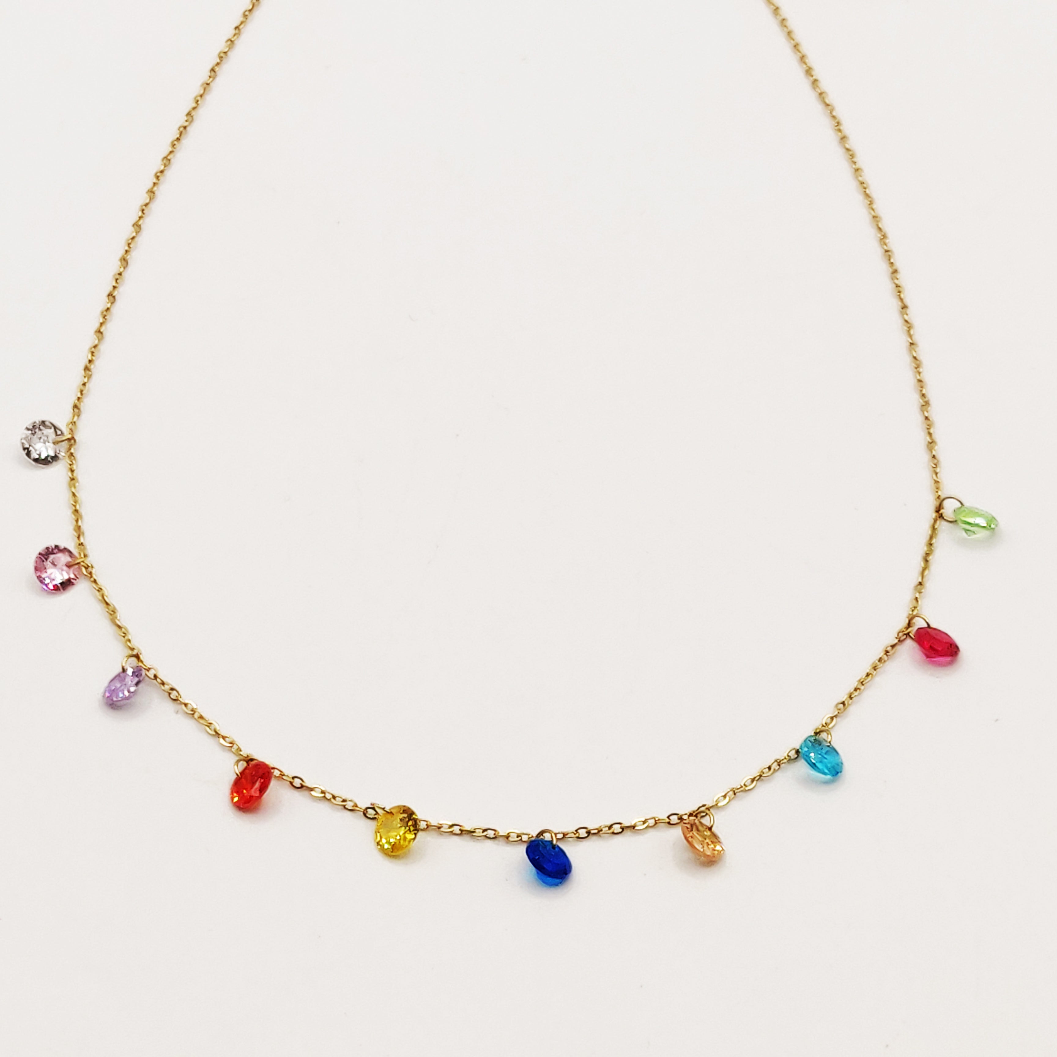 Collier Simple Cristaux Multicolores