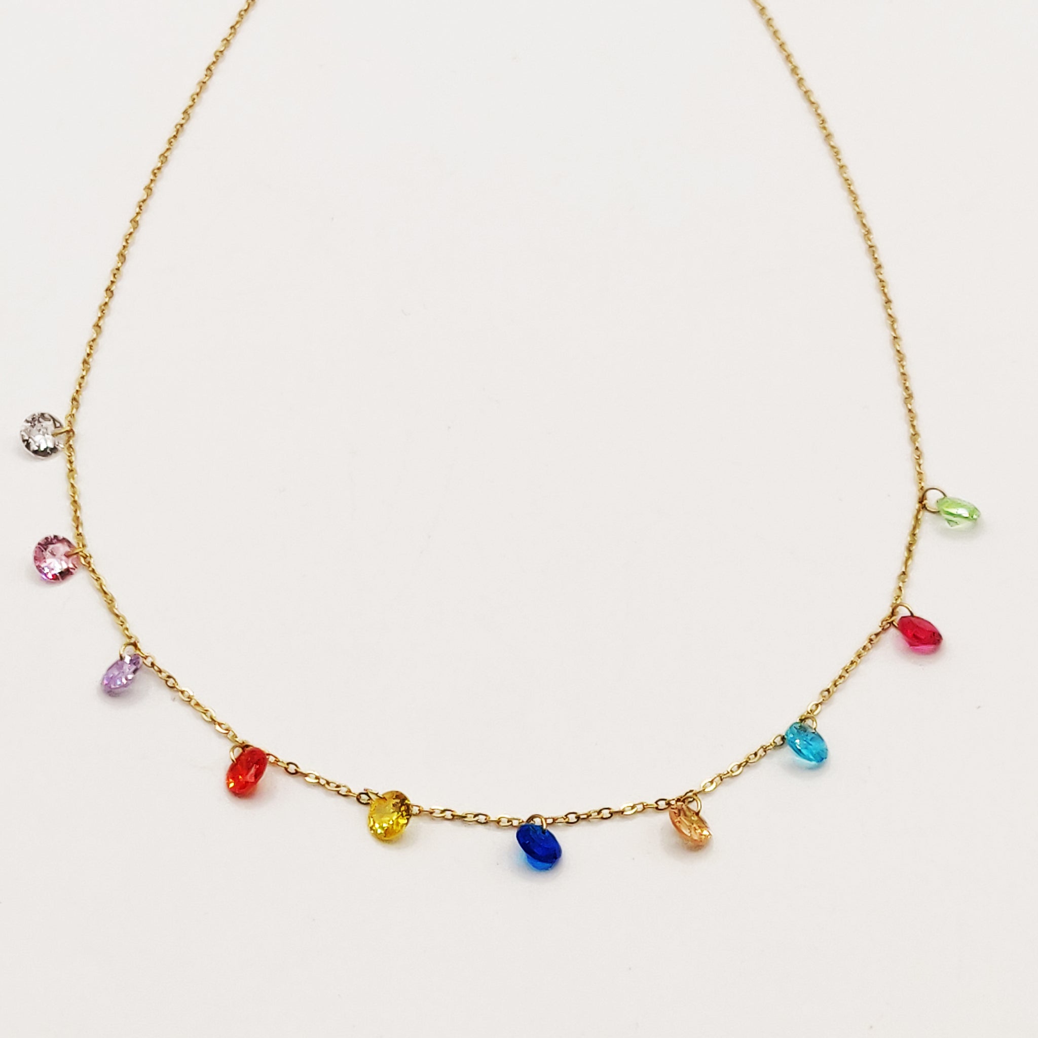 Collier Simple Cristaux Multicolores