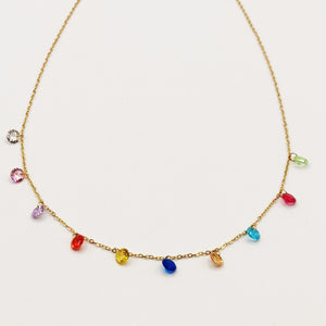 Collier Simple Cristaux Multicolores