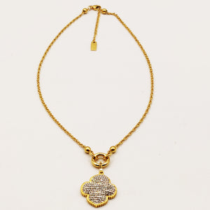 Collier Simple Pendentif Trèfle Cristaux Luxe