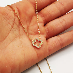 Collier Simple Trèfle Creux Cristaux Luxe