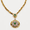 Collier Torsade Cercle Oriental Cristaux Verts et Roses Luxe