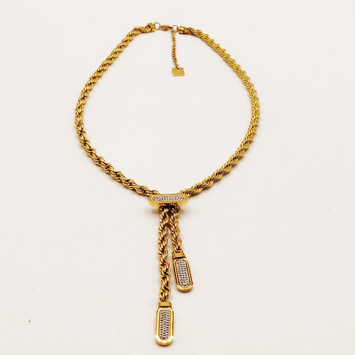Collier Torsade Multi Ligne Pendentifs Ovales Cristaux Descendants Luxe