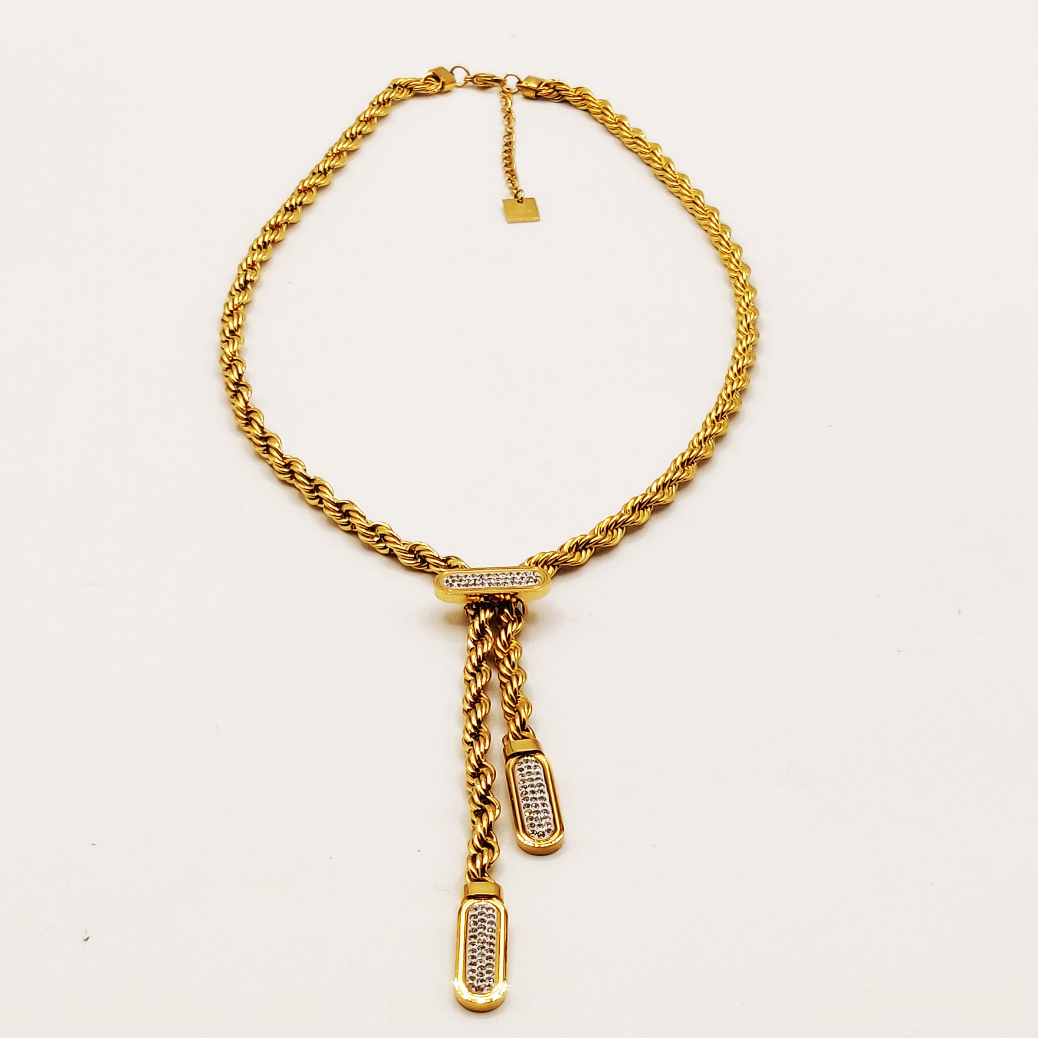 Collier Torsade Multi Ligne Pendentifs Ovales Cristaux Descendants Luxe