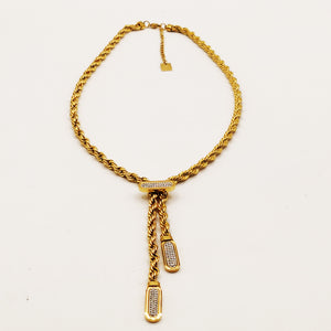 Collier Torsade Multi Ligne Pendentifs Ovales Cristaux Descendants Luxe