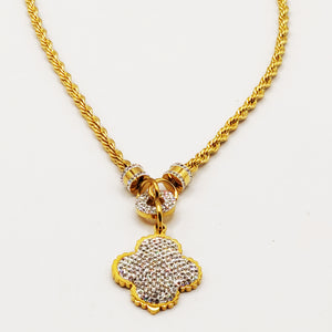 Collier Torsade Multi Lignes Trèfle Cristaux Luxe