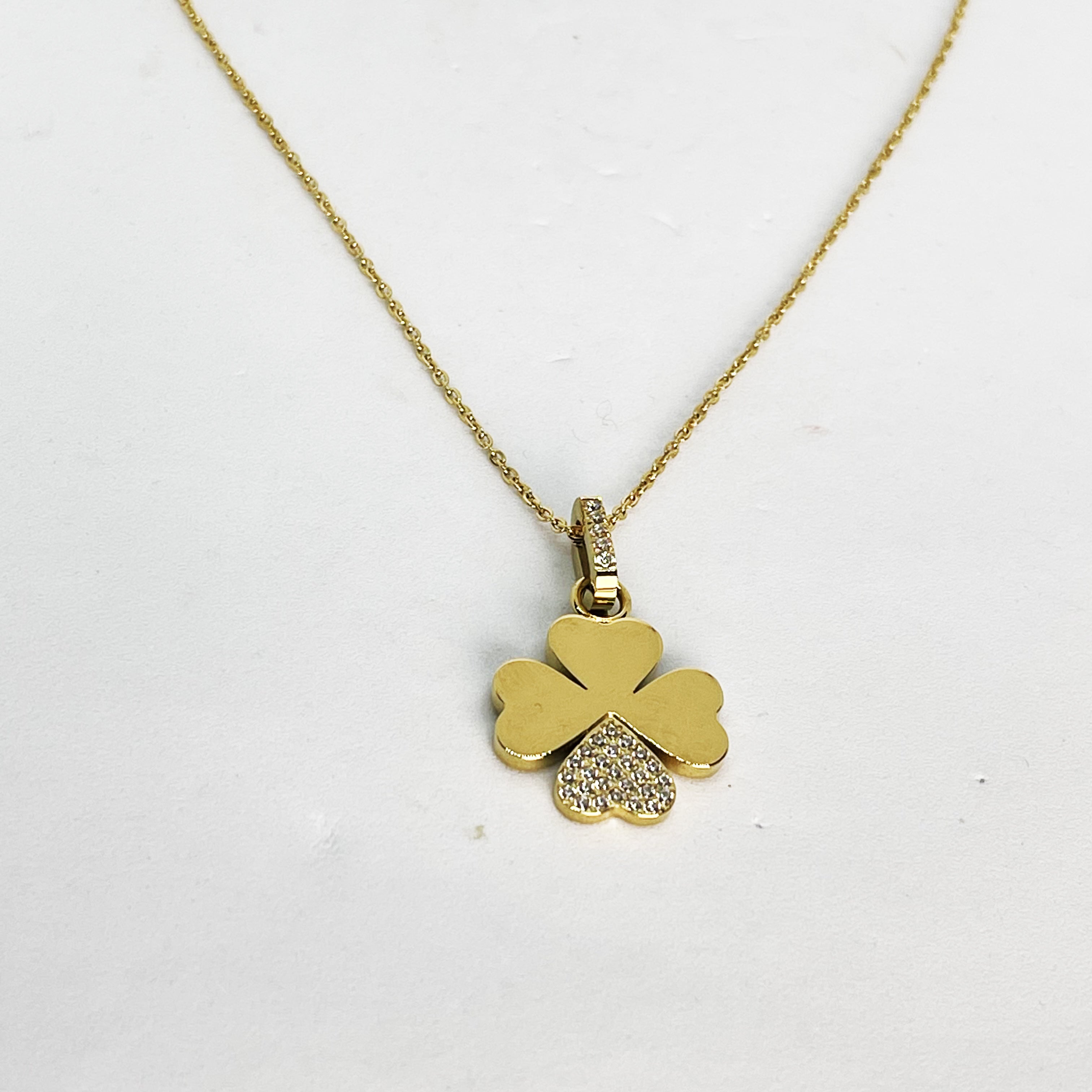 Collier Trèfle Coeur Cristaux