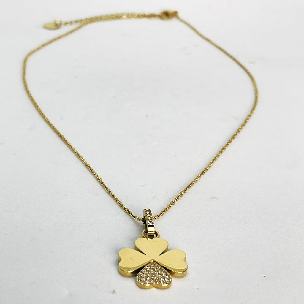 Collier Trèfle Coeur Cristaux