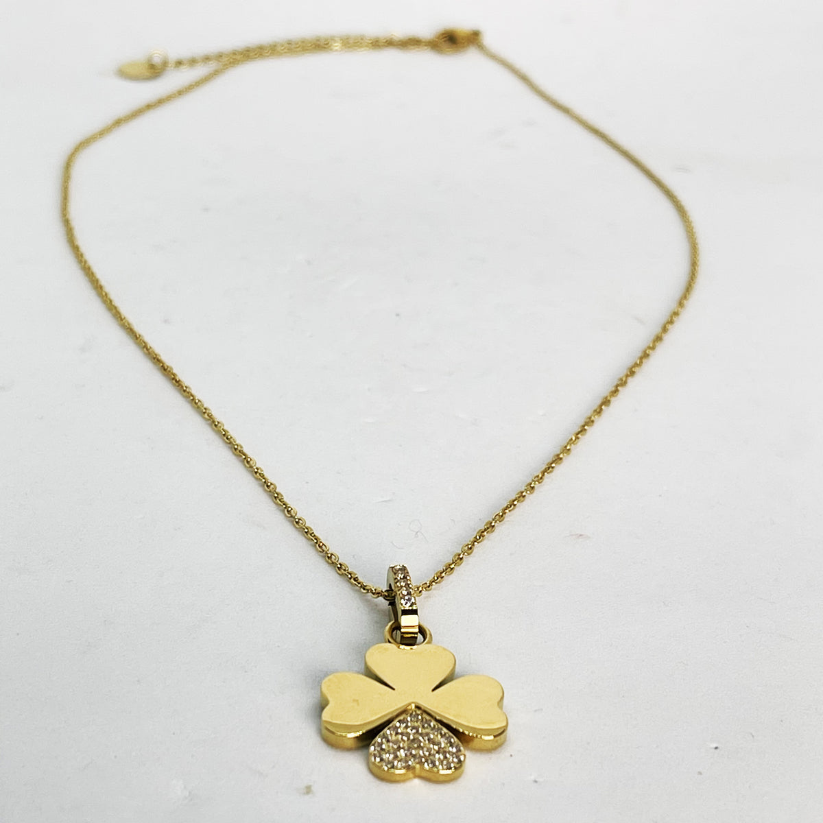 Collier Trèfle Coeur Cristaux