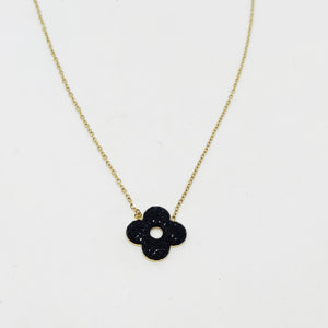 Collier Trèfle Cristaux Noir