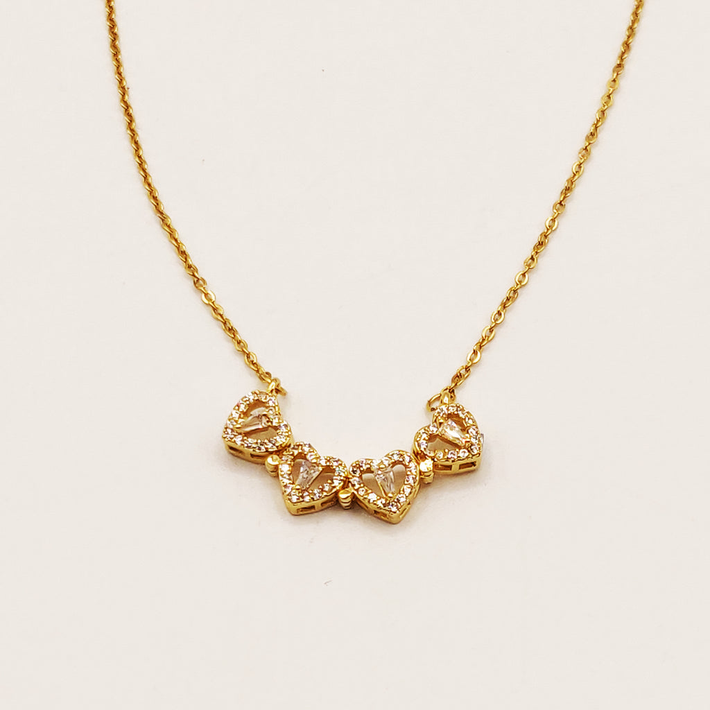Collier Trèfle en Coeurs Cristaux Dépliant Luxe