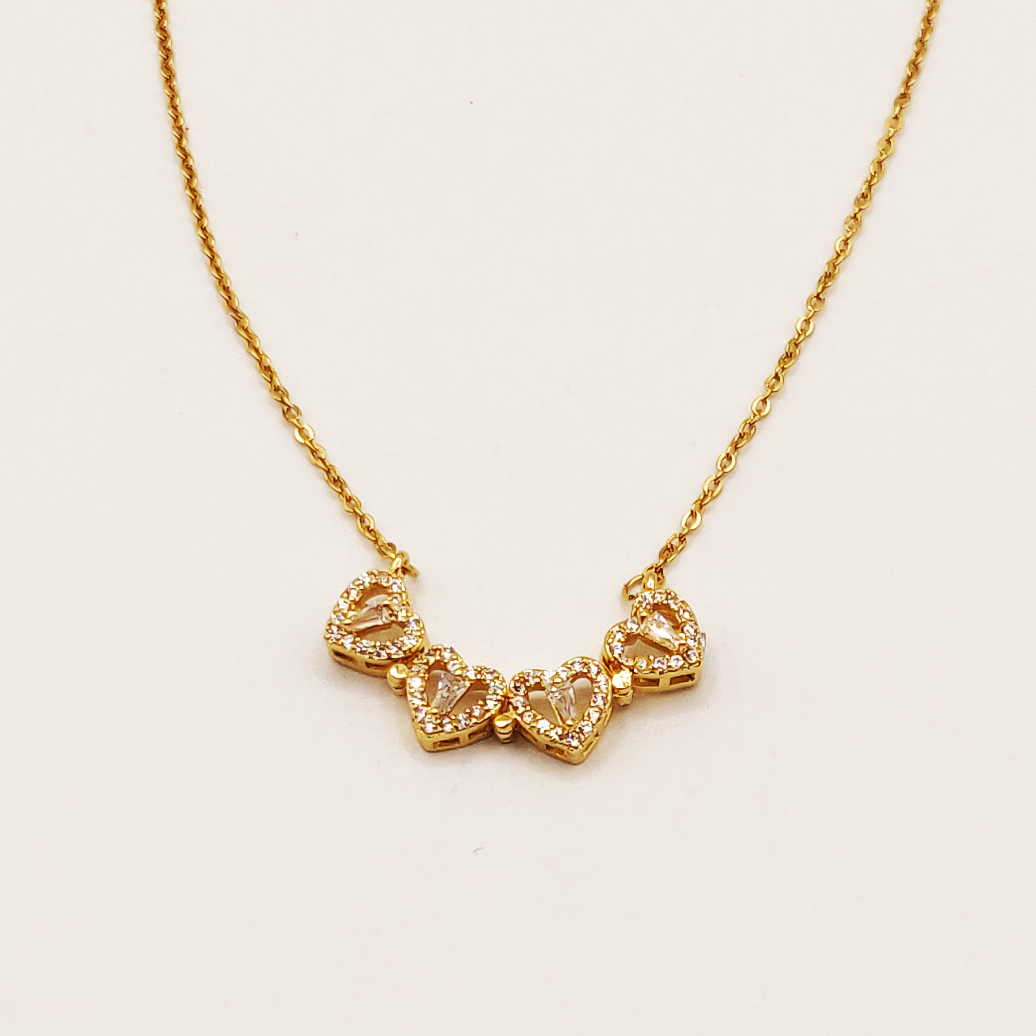 Collier Trèfle en Coeurs Cristaux Dépliant Luxe