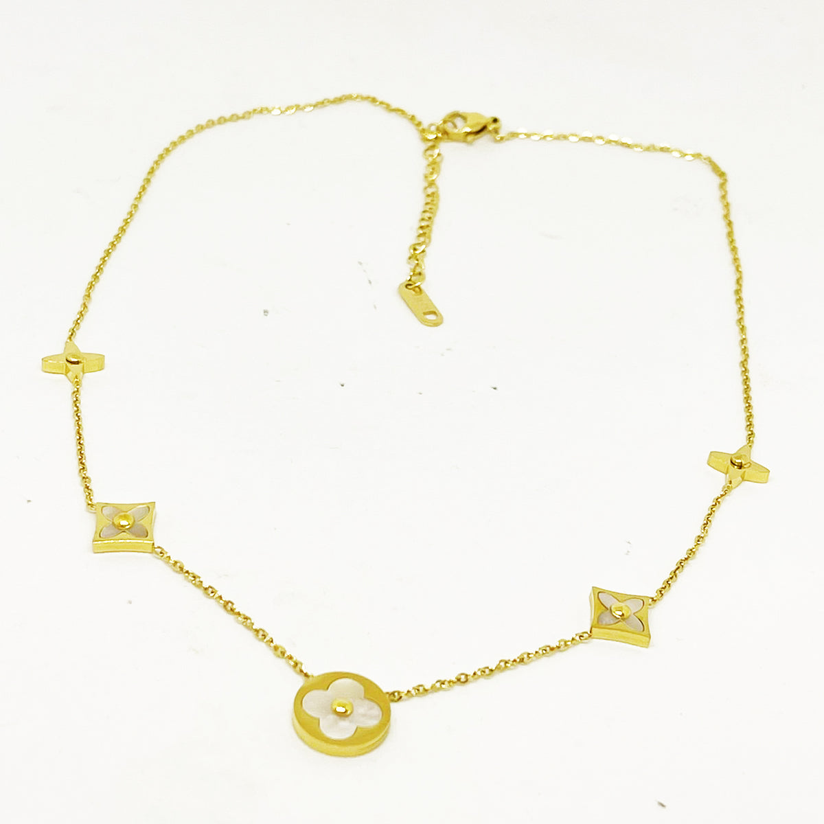 Collier Trèfles et Étoiles Blanc