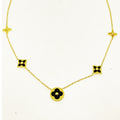 Collier Trèfles et Étoiles Noir