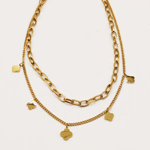 Collier Trèfles Luxe Chaîne Double