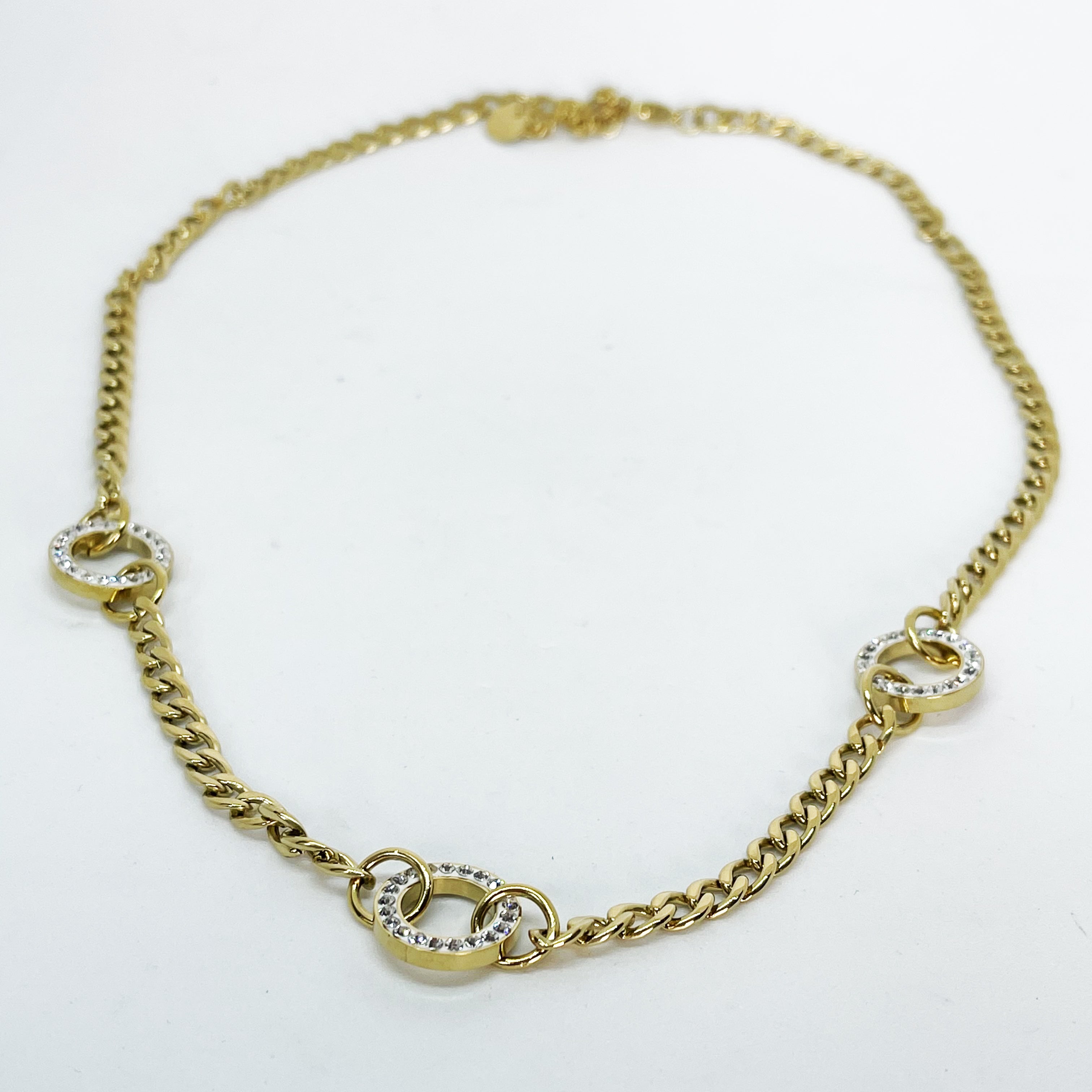 Collier Tresse 3 Cercles Cristaux