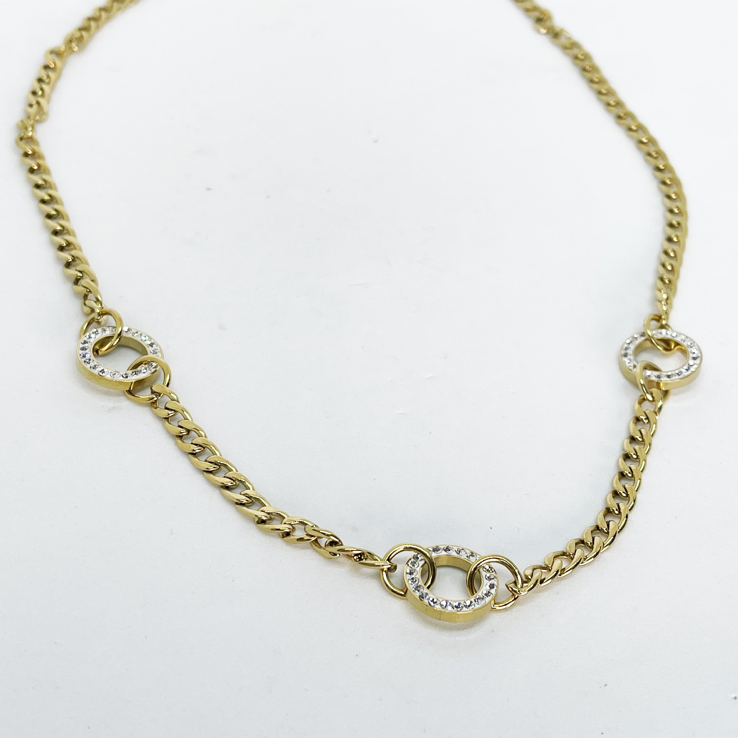 Collier Tresse 3 Cercles Cristaux