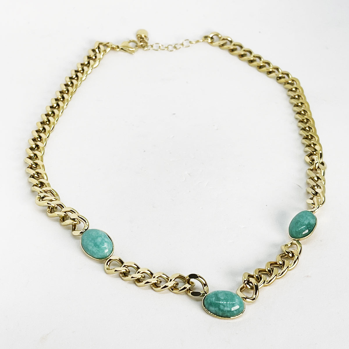Collier Tresse 3 Pierres Bleues