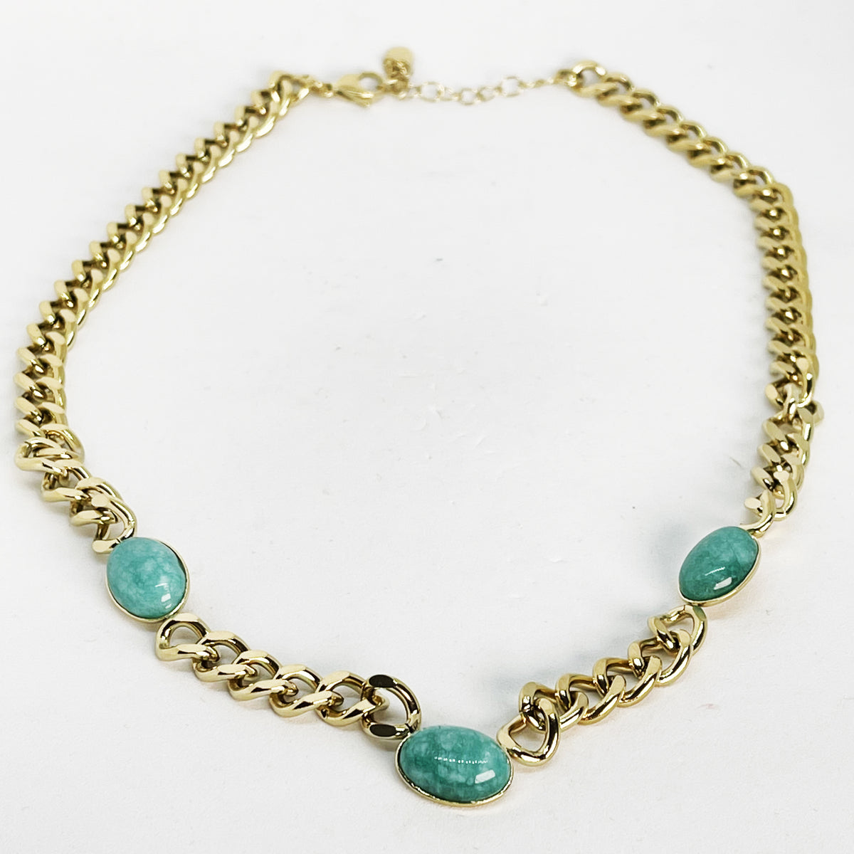 Collier Tresse 3 Pierres Bleues