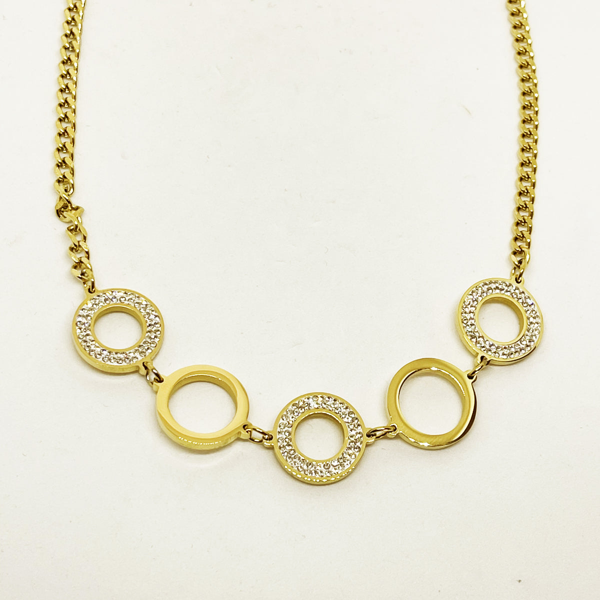 Collier Tresse 5 Cercles Cristaux