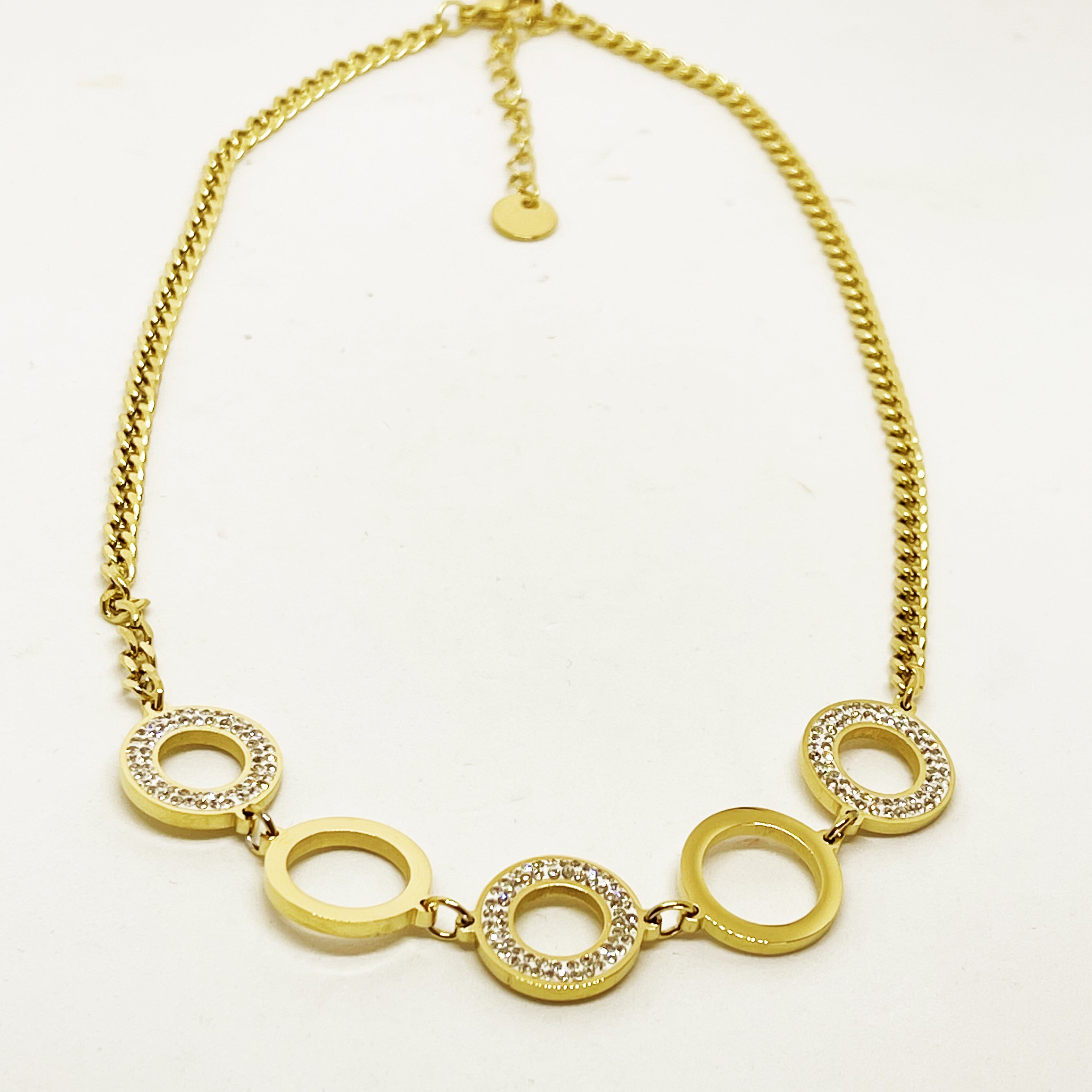 Collier Tresse 5 Cercles Cristaux