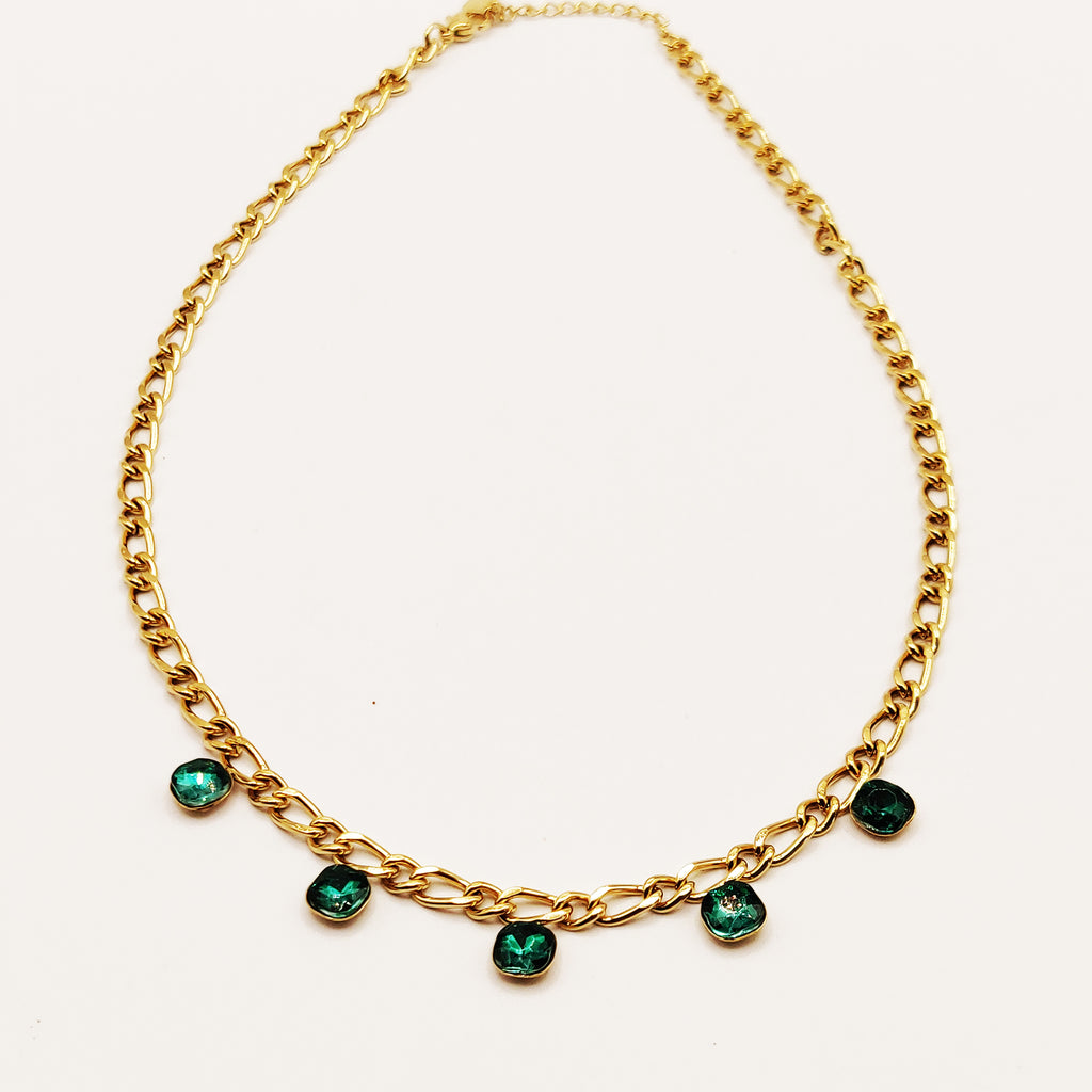 Collier Tresse 5 Émeraudes